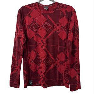 Icebreaker Merino 200 Bodyfit Long Sleeve Base Layer Top Mens Large Red Flaws